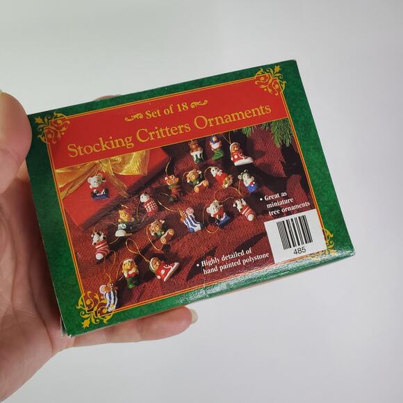 Set of 18 Stocking Critters Ornaments Christmas Hand Painted w Box VTG - Picture 2 of 12